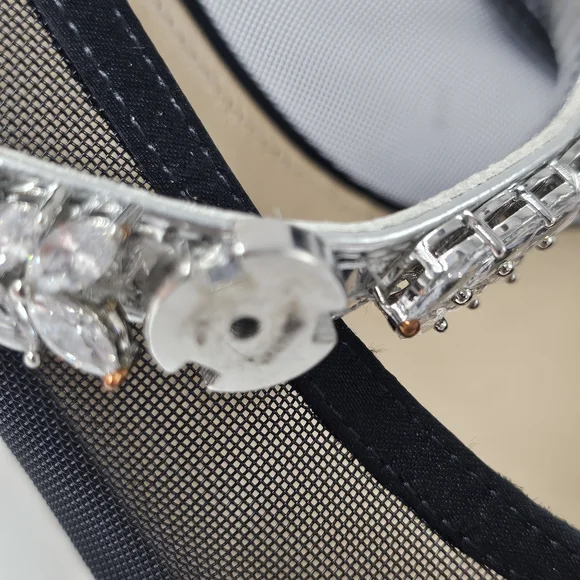 MACH & MACH Lotus Flower Crystal Mesh Pumps Black Stiletto Heels EU38 $1100 - Picture 5 of 11